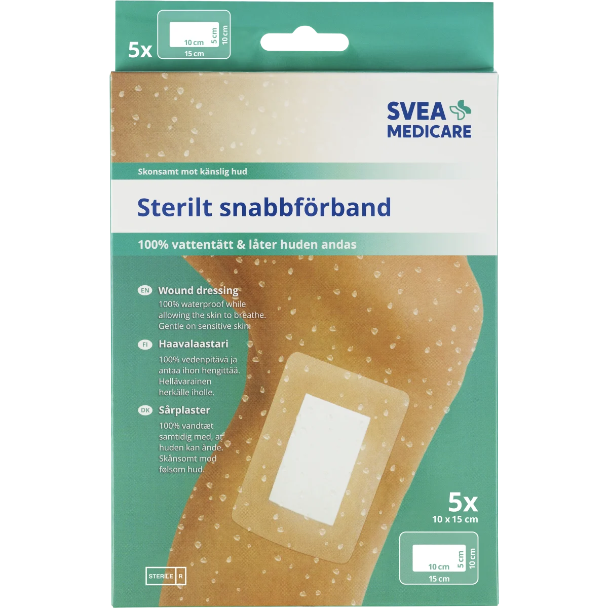 Svea Medicare Sterilt Snabbförband Vattentätt 10x15 cm 5 st