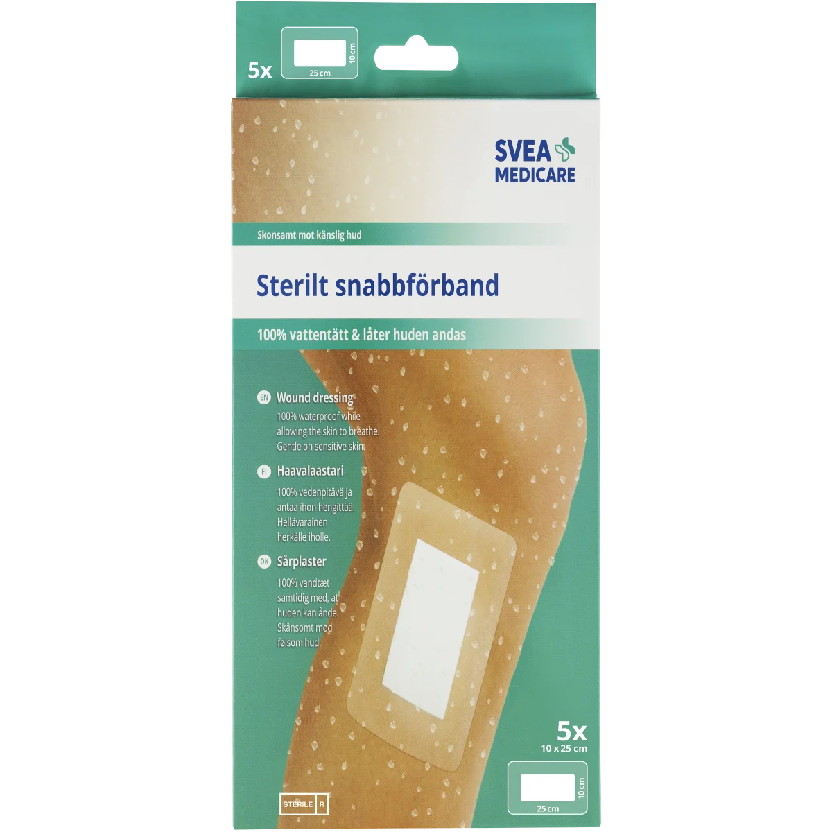 Svea Medicare Sterilt Snabbförband Vattentätt 10x25 cm 5 st