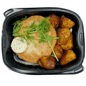 Kycklingschnitzel med potatis och kapris ,- och citronsmör