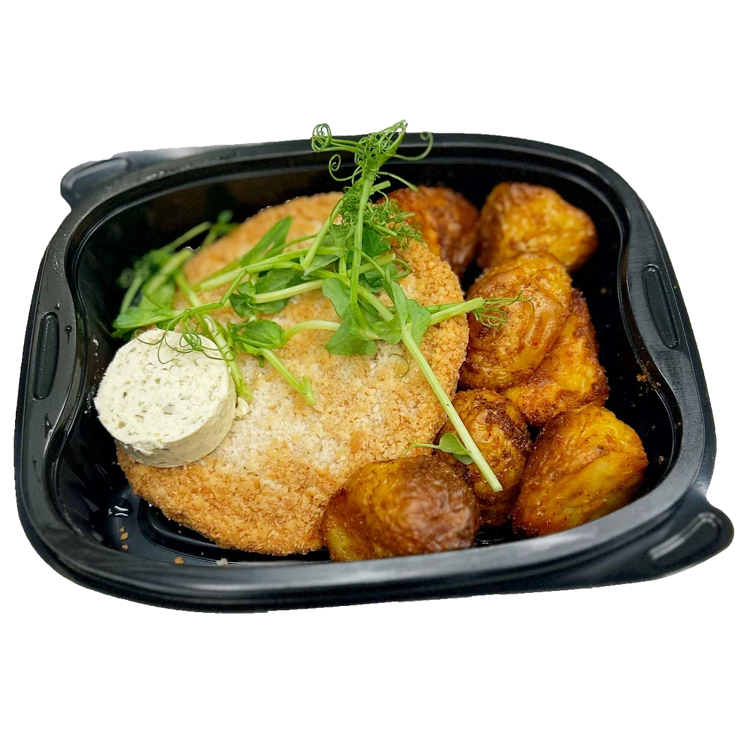 Kycklingschnitzel med potatis och kapris ,- och citronsmör
