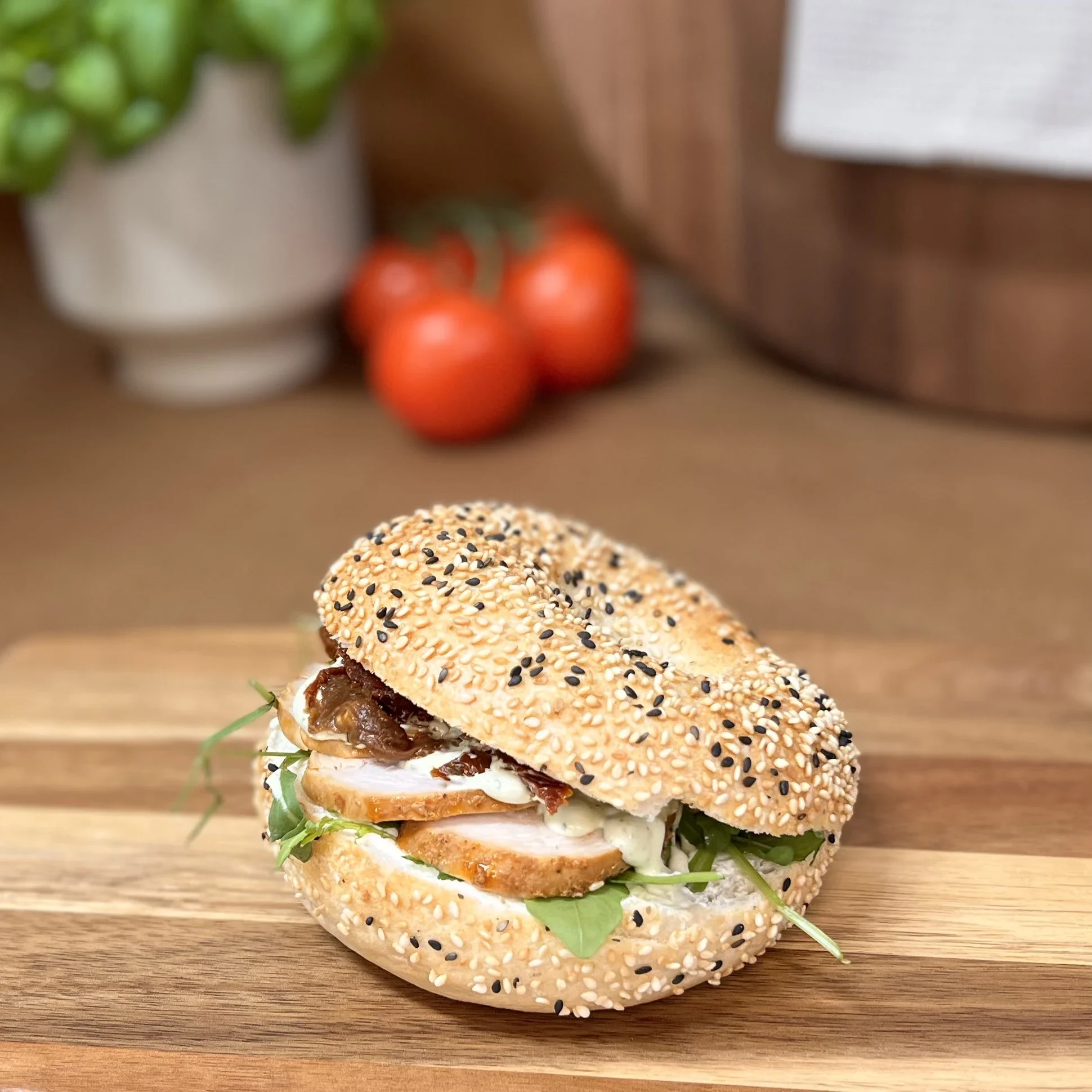 Bagel med grillad kyckling