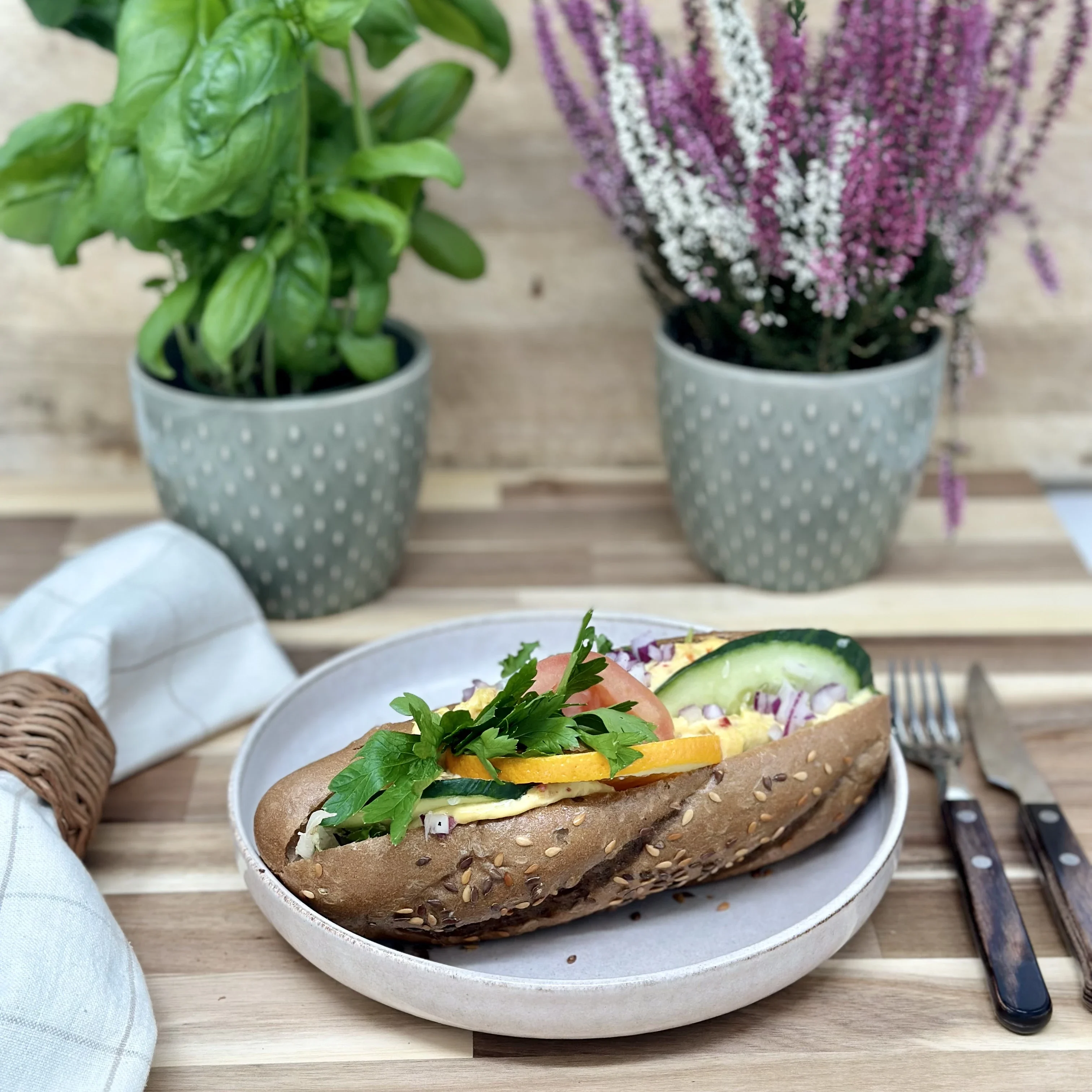 Baguette med kyckling och curry
