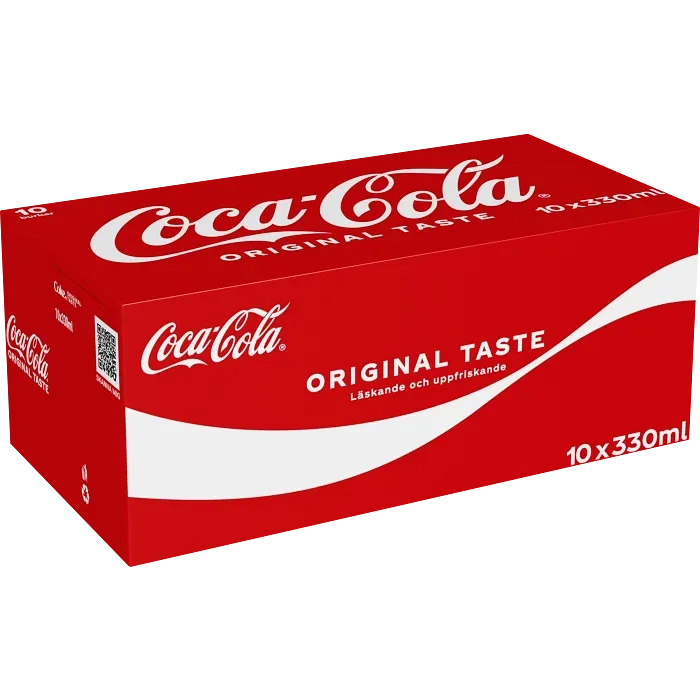 Coca Cola. Röd förpackning. 33cl.10pack. Vit text.