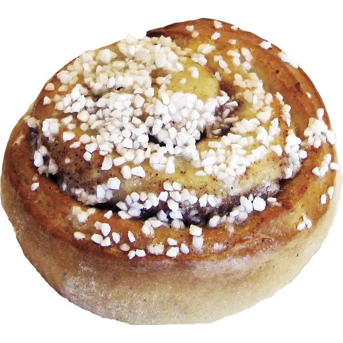 Kanelbullar med pärlsocker på toppen