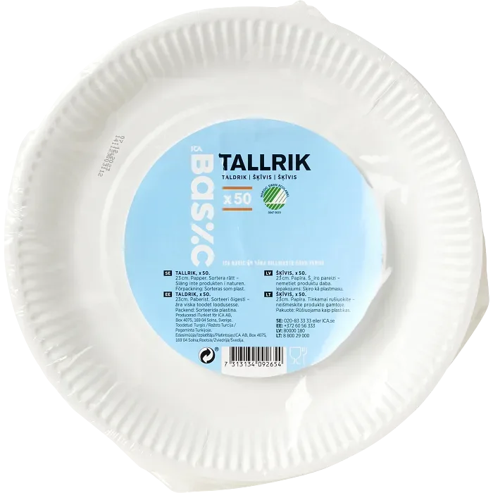 Tallrik vit 50p