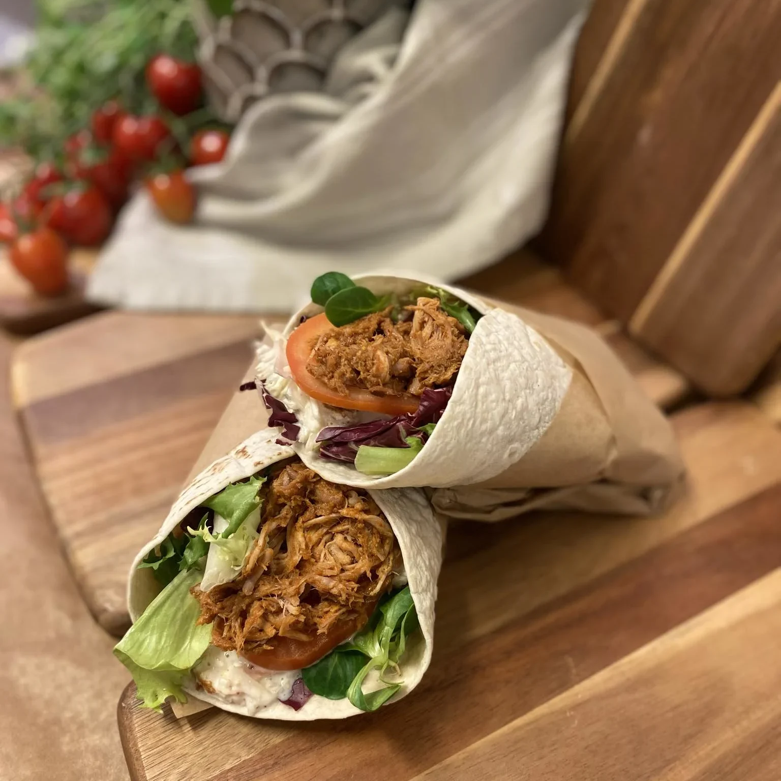 Wrap med pulled pork och coleslaw