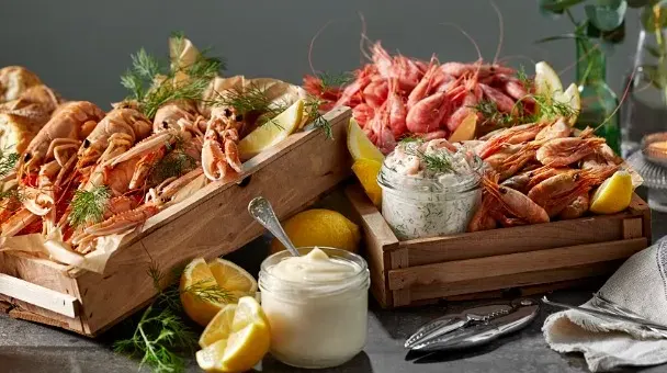 bild på skaldjur i uppläggning