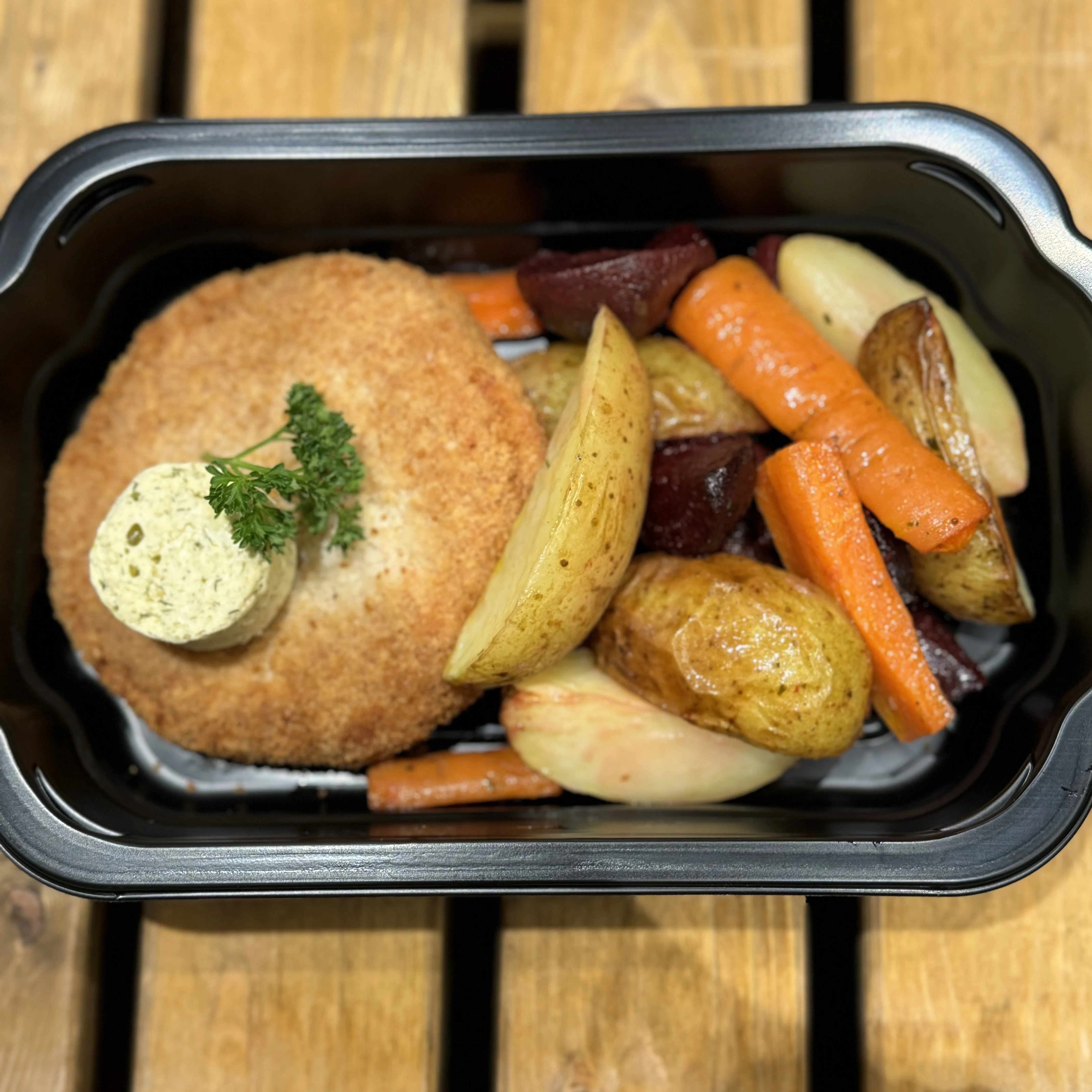 Kycklingschnitzel med rotsaker