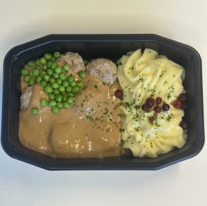 Köttbullar med potatismos och brunsås