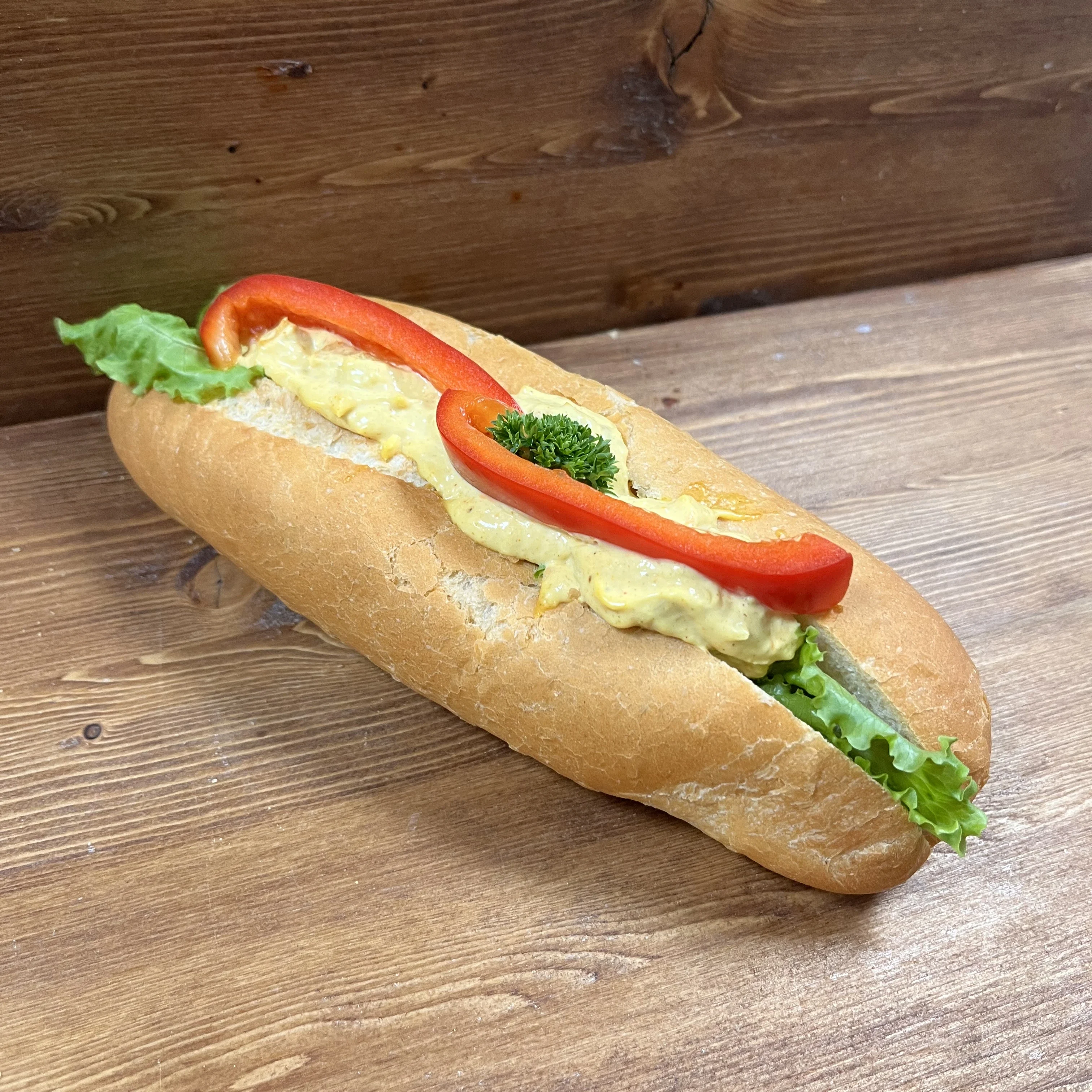 Kyckling & curry baguette