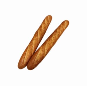 Stor baguette, bakad i bageriet med egen surdeg.