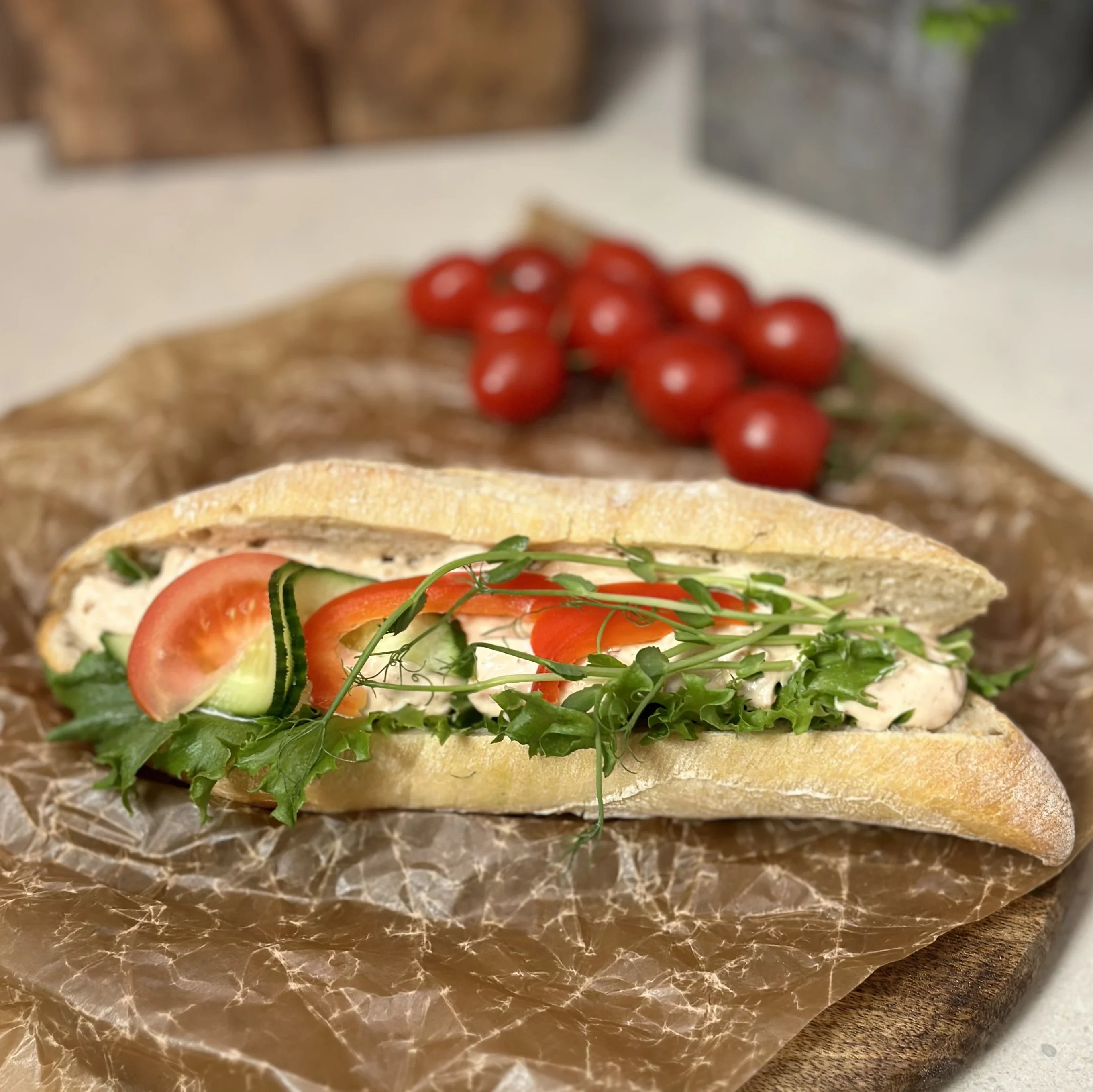 Kyckling/sweet chili baguette