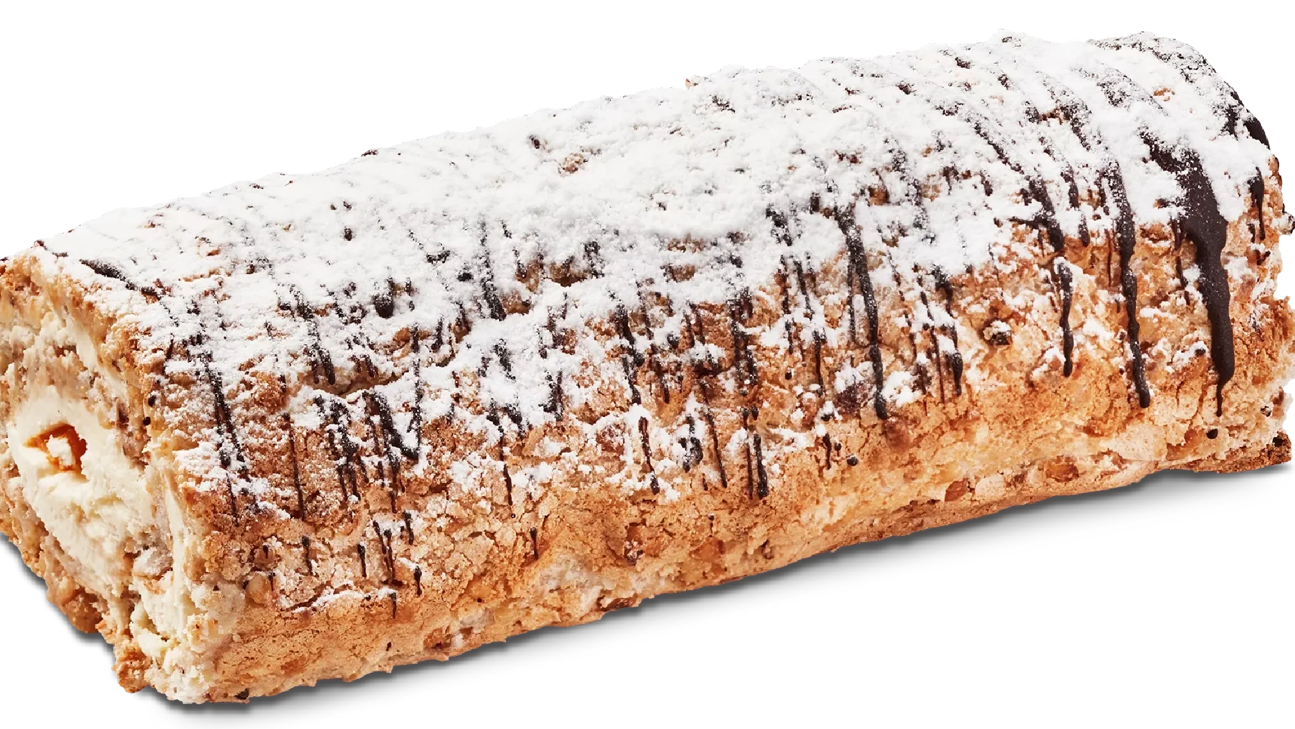 Klassisk stubbe med krispig nötmaräng, luftig grädde och mandarinklyftor. Ripplad med choklad.