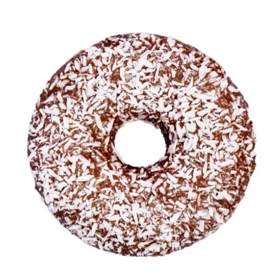 Donut med choklad och kokosströssel.