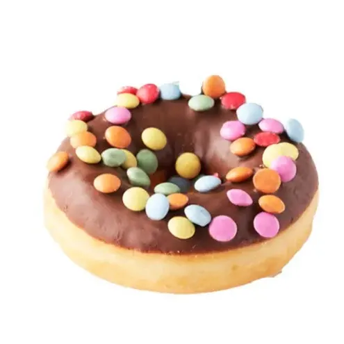 Donut med chokladglasyr och chokladlinser