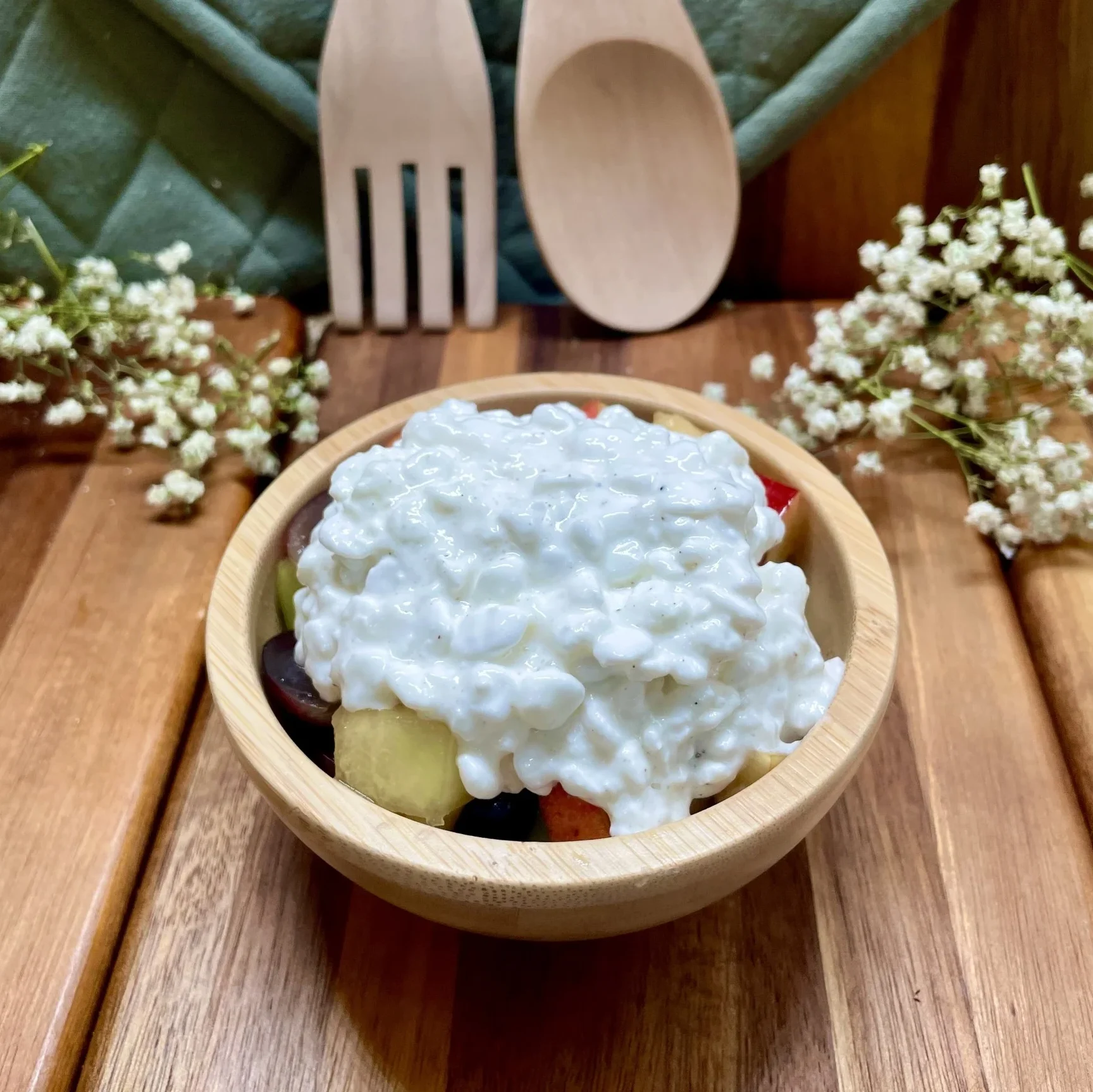 Fruktsallad & vaniljkeso