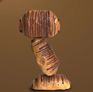 3 stycken pain au chocolat staplade på varandra