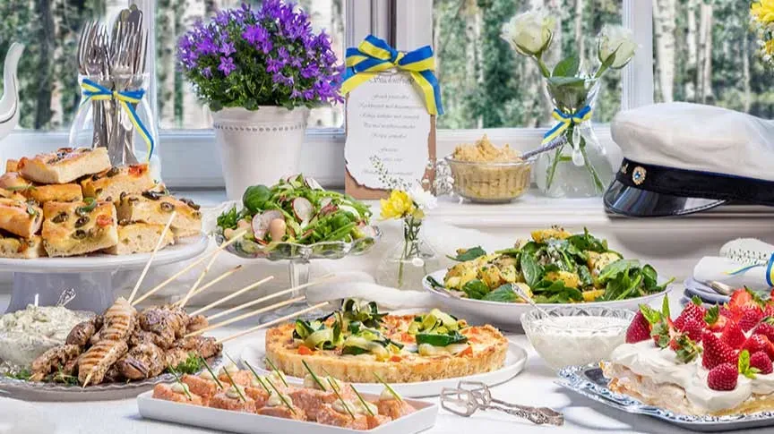 Studentbuffé med olika tillbehör