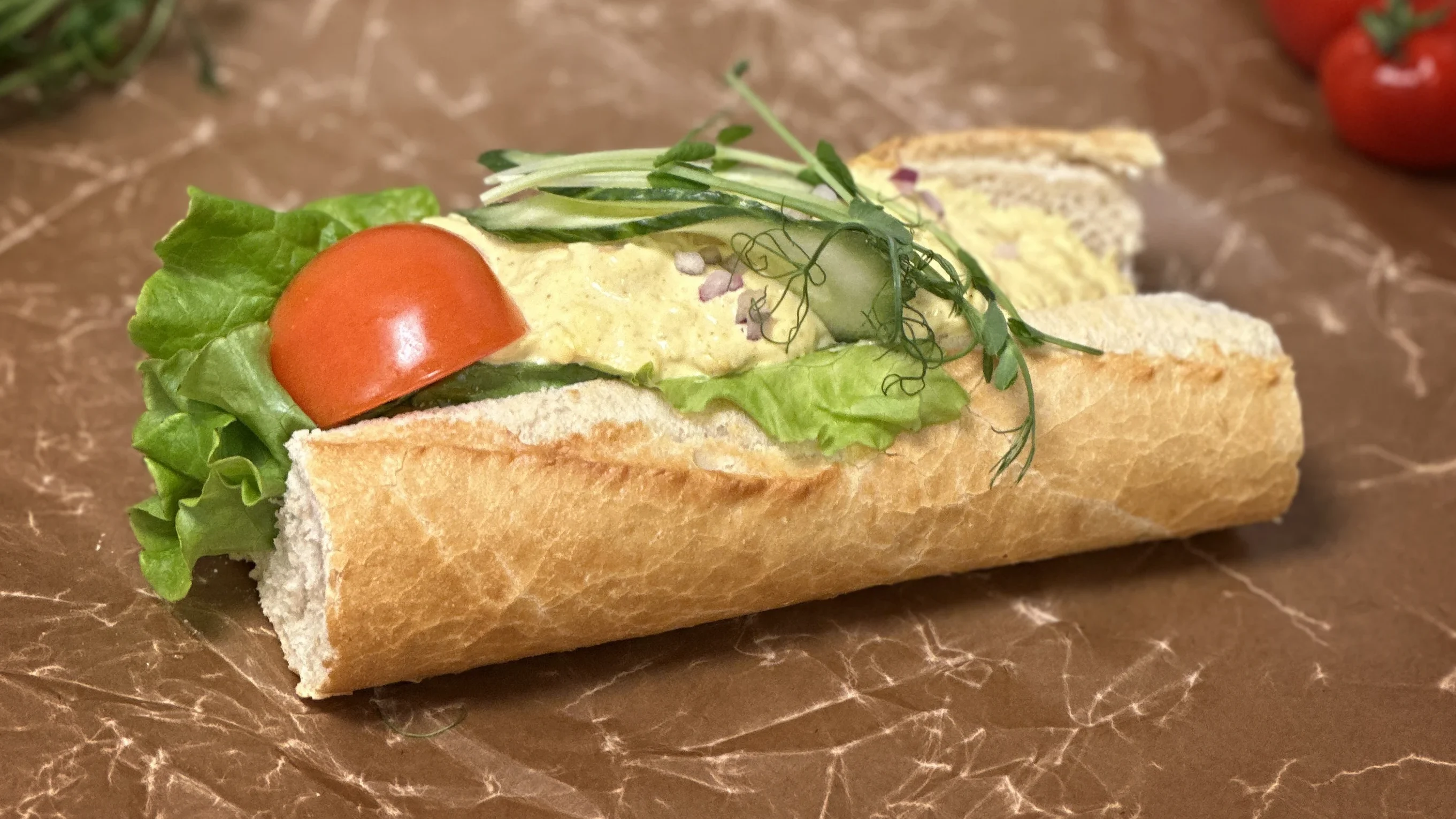 Kycklingbagutte med krämig kyckling och curryröra