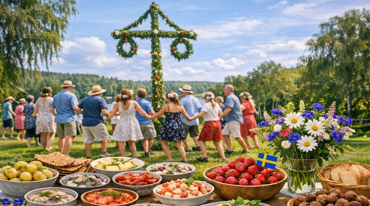 Personal håller i en studenttårta