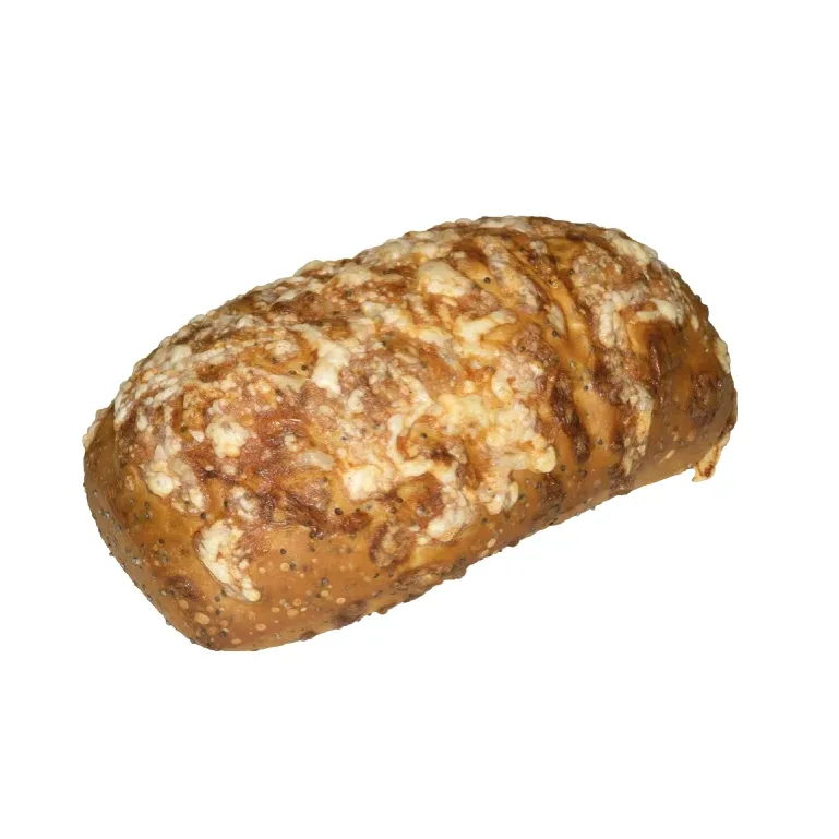 bild på ett bröd. med smält ost på.