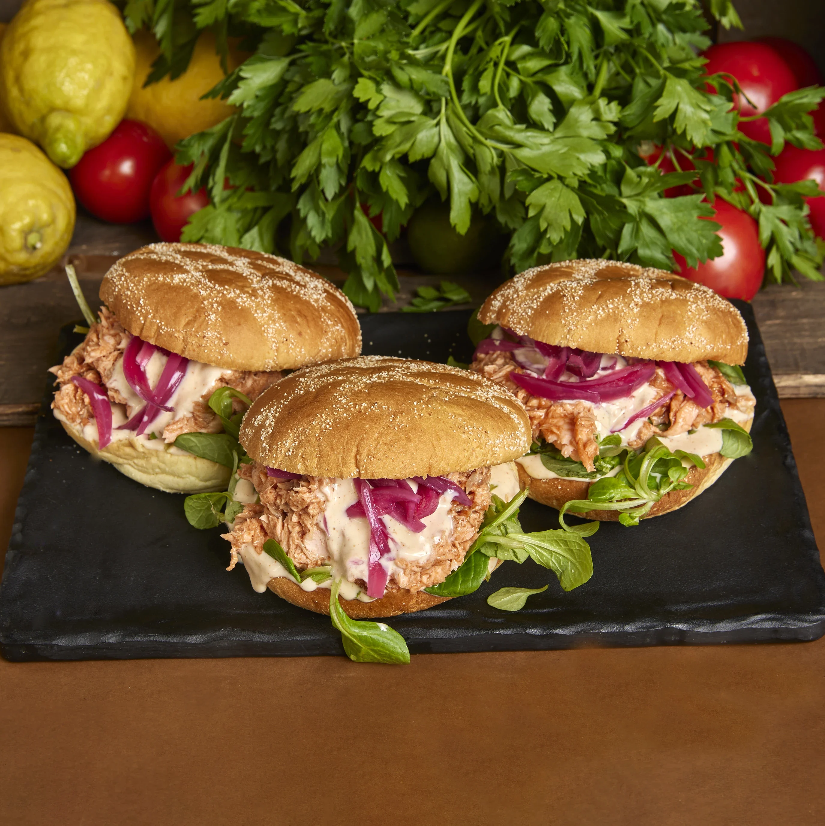 Pulled laxburgare 