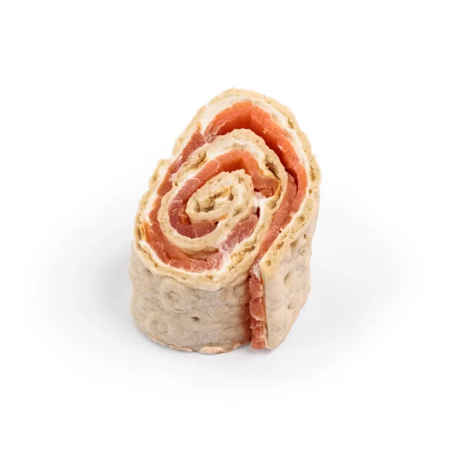 Snitt Kallrökt laxrulle med pepparrot