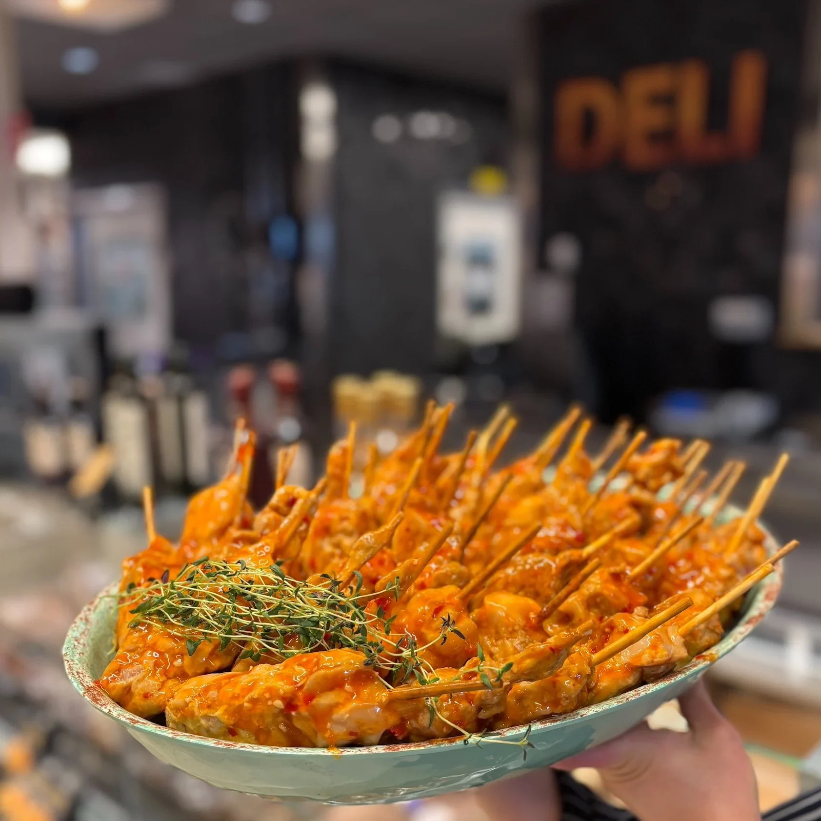 Sweetchili spett med lite timjan på toppen
