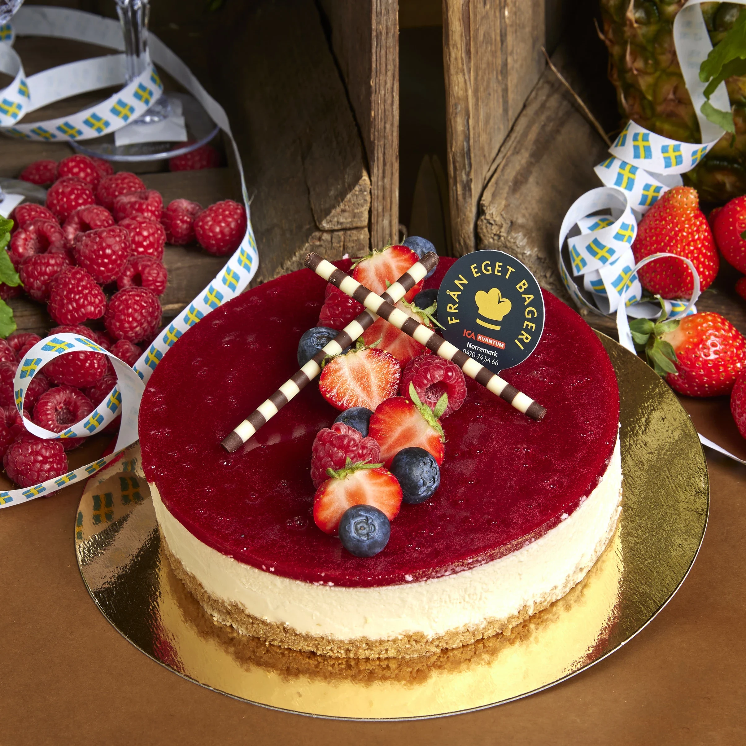 Cheesecake med hallonspegel