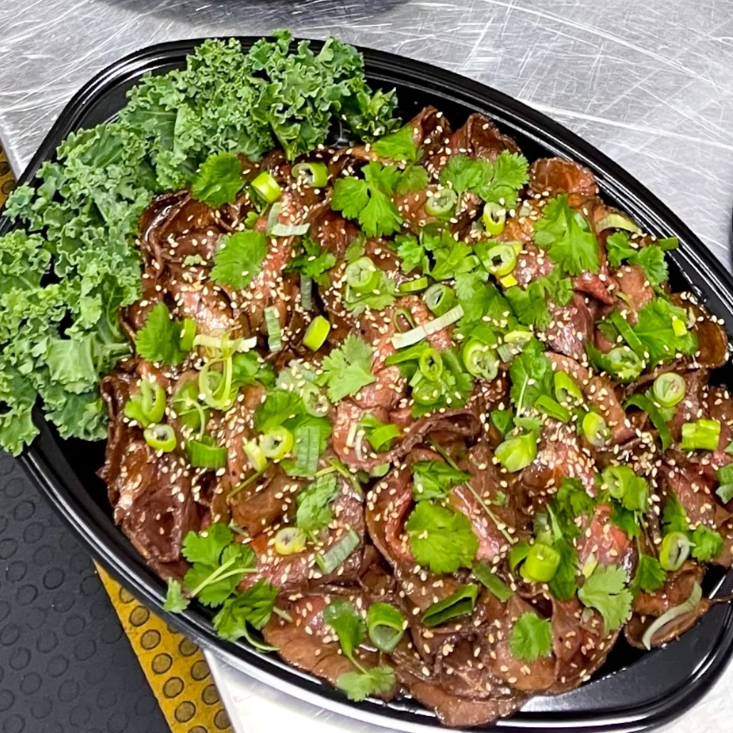 Teriyaki-dubbelmarinerad lövbiff