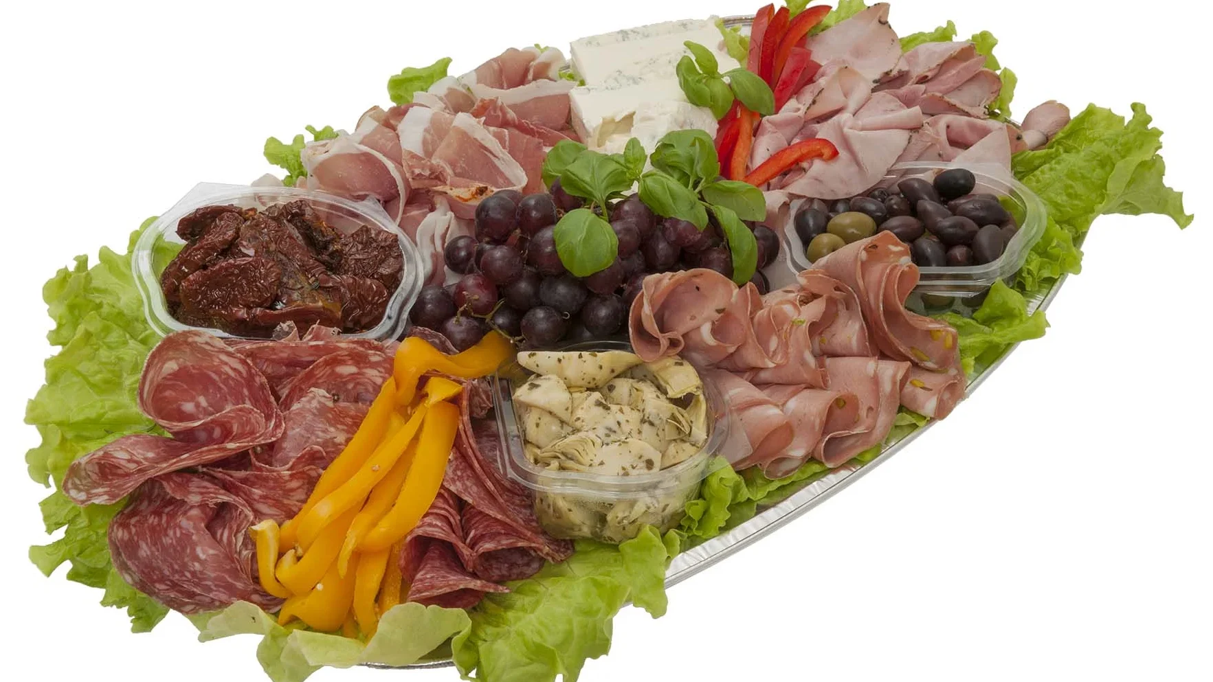 Festuppläggning med salami, prosciutto, mortadella och ostar