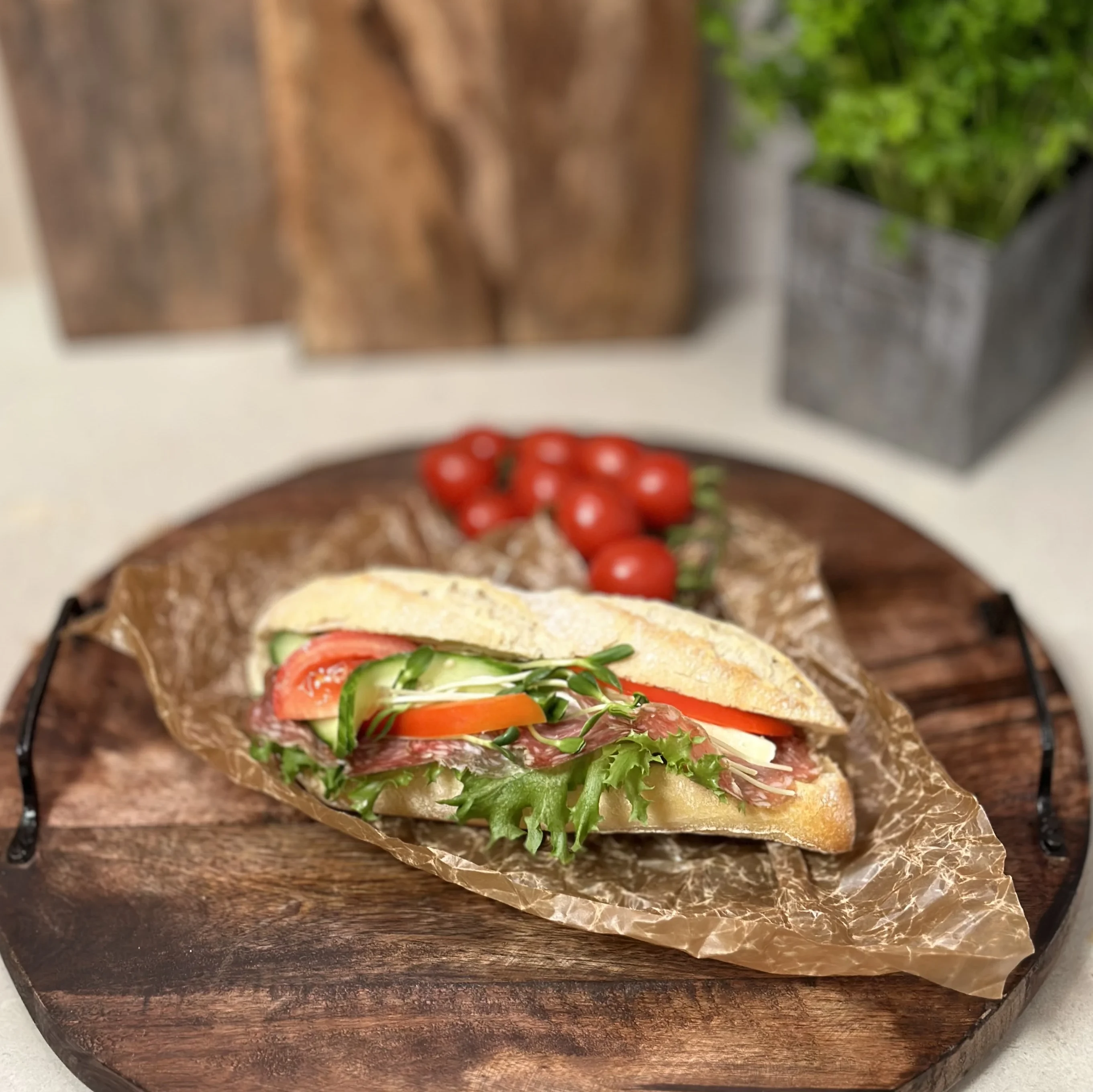 Salami & brie baguette