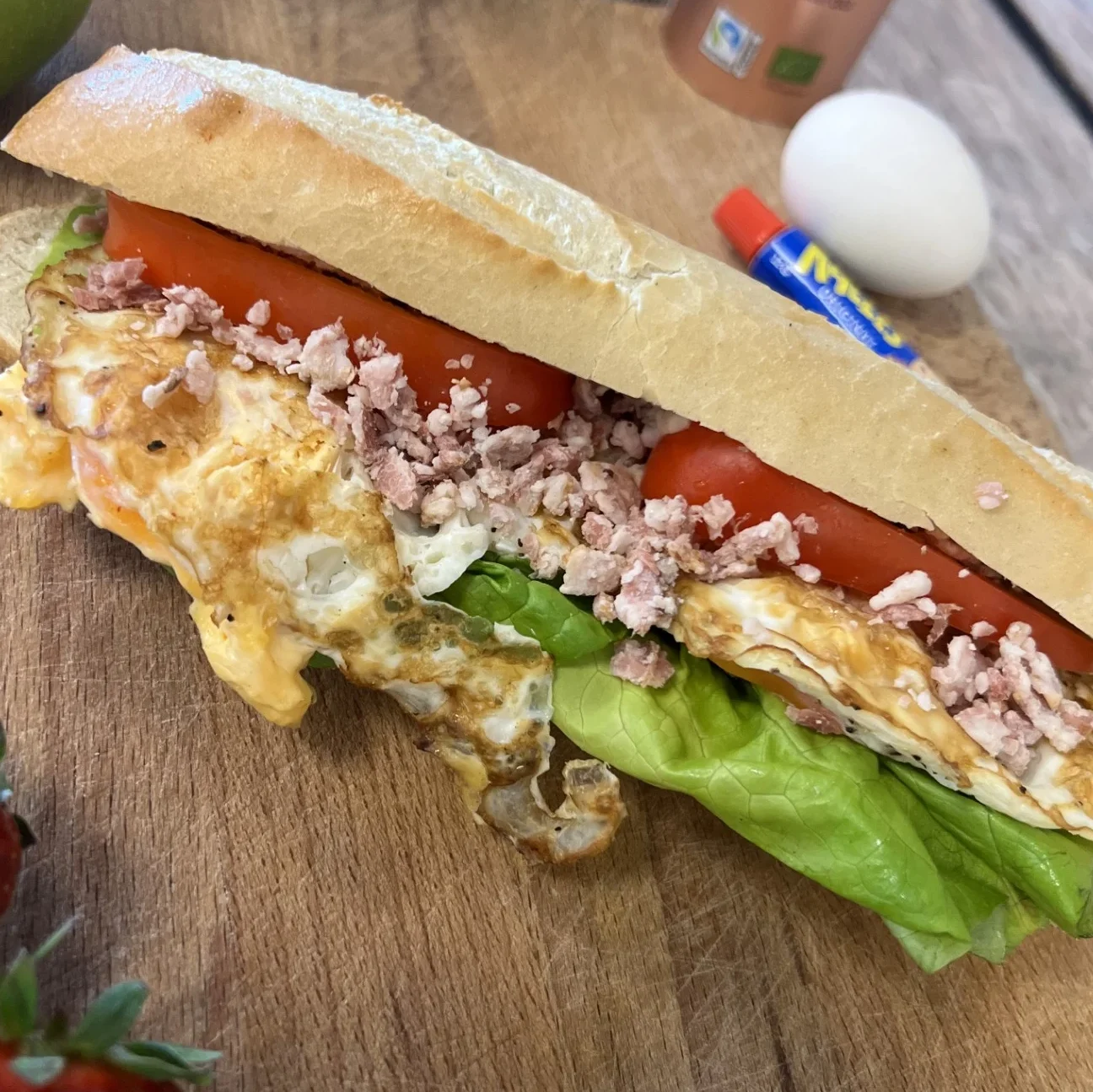 Baguette stekt ägg/bacon