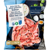 Räkor med skal 50/70 Fryst 500g Royal Greenland.