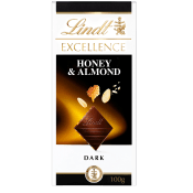 Chokladkaka EXCELLENCE Honung Mandel Mörk 100g Lindt.
