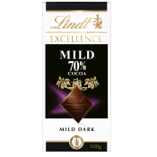Chokladkaka EXCELLENCE Mild 70% Mörk Choklad 100g Lindt.