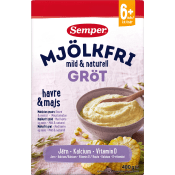 Havregröt Naturell Mjölkfri Från 6m 400g Semper.
