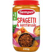 Spagetti & köttfärssås 1år 235g Semper.
