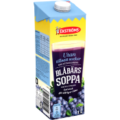 Blåbärssoppa utan tillsatt socker 1l Ekströms.