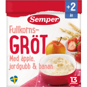 Fullkornsgröt Äpple jordgubb & banan Från 2år 13 port 470g Semper.