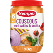 Couscous med kyckling & basilika Från 6m 190g Semper.