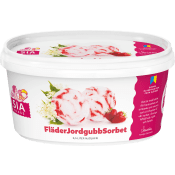 Fläder & jordgubbssorbet 500ml Sia Glass.