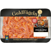 Kycklinglårfilé sweet chili strimlad och marinerad 600g Guldfågeln.