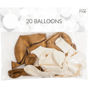 Ballonger guld/vit 20-p Happy Party.