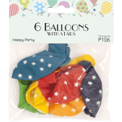Ballong med stjärnor 6-p Happy Party.
