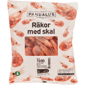 Räkor med skal 70/90 Fryst 500g Pandalus.