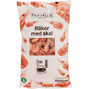 Räkor med skal 70/90 st/kg Fryst 1kg Pandalus.