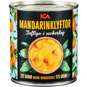 Mandarinklyftor i sockerlag 312g ICA.