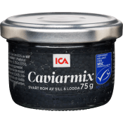Caviarmix svart rom av sill och lodda 75g ICA.