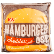 Hamburgerost Cheddarsmak 200g ICA.